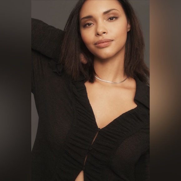 Anthropologie Long-Sleeve Textured Button-Front Blouse - Picture 4 of 14